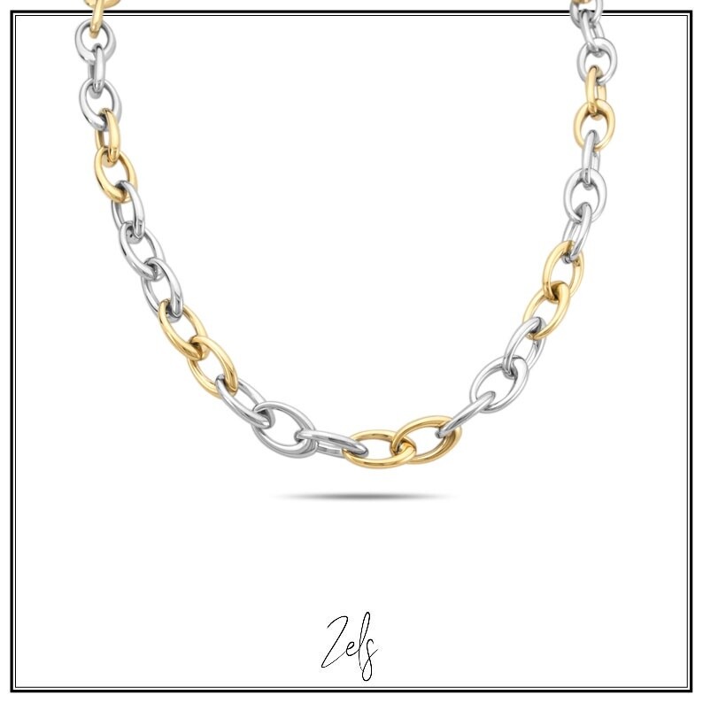 Stalen ketting goudkleur/zilverkleur 47cm