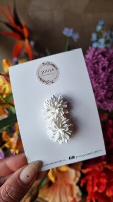 Haarspeld antislip lederen bloem wit