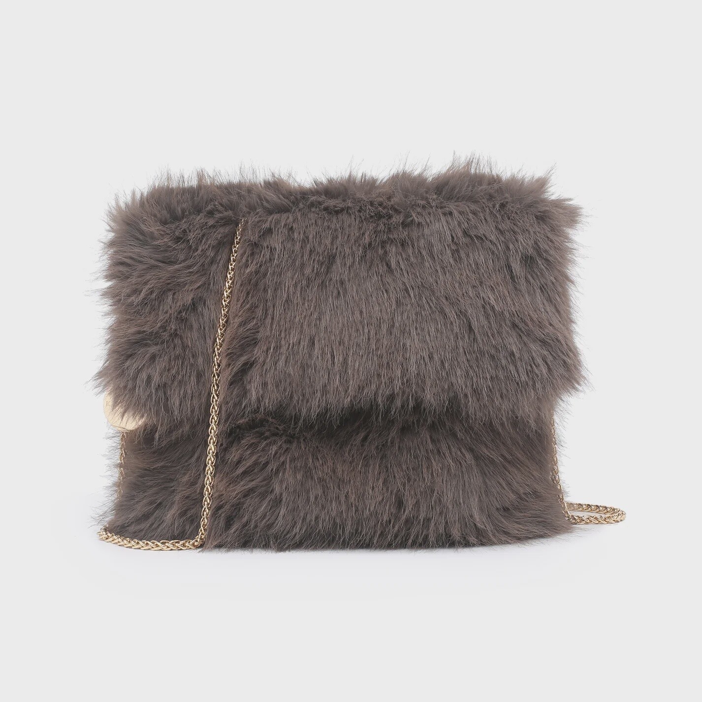 Handtas enveloppe pluche bruin