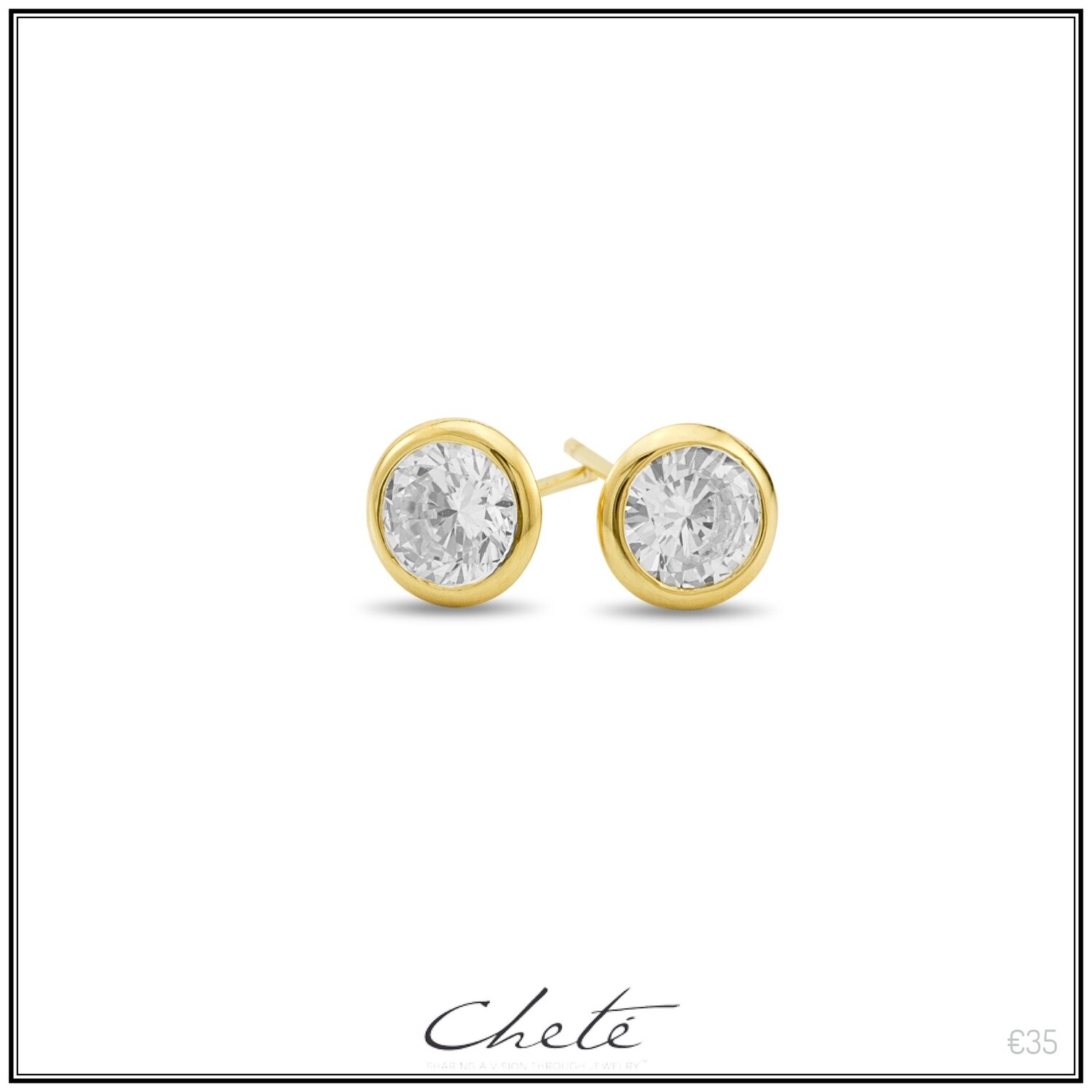 Stekers zilver gold plated met kristallen steentje