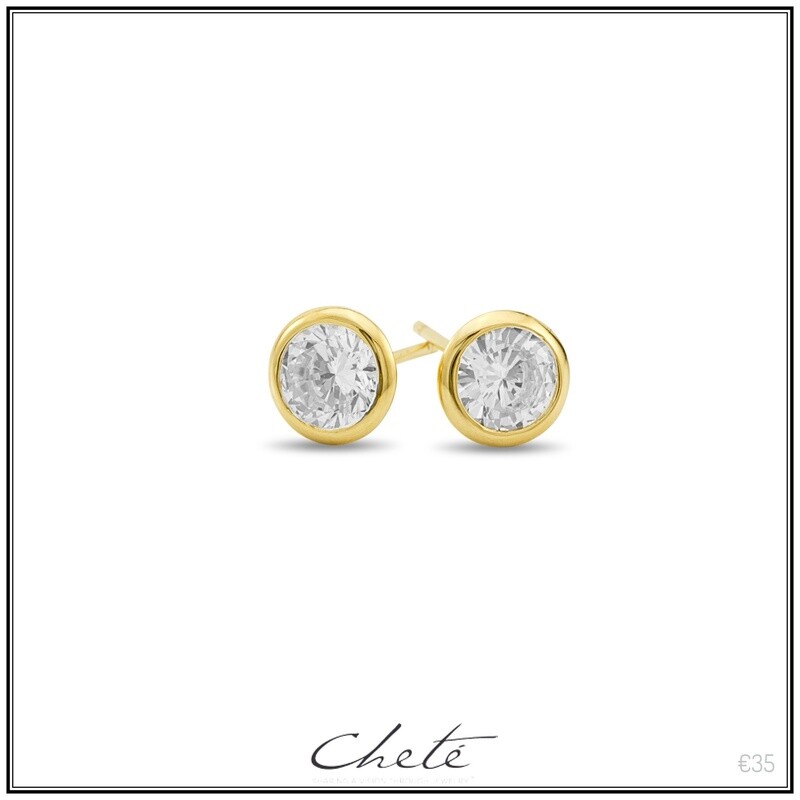 Stekers zilver gold plated met kristallen steentje