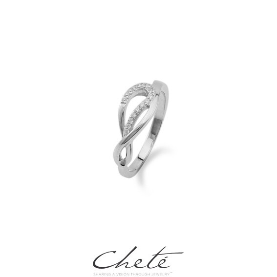 Zilver ring infinity met steentjes M56