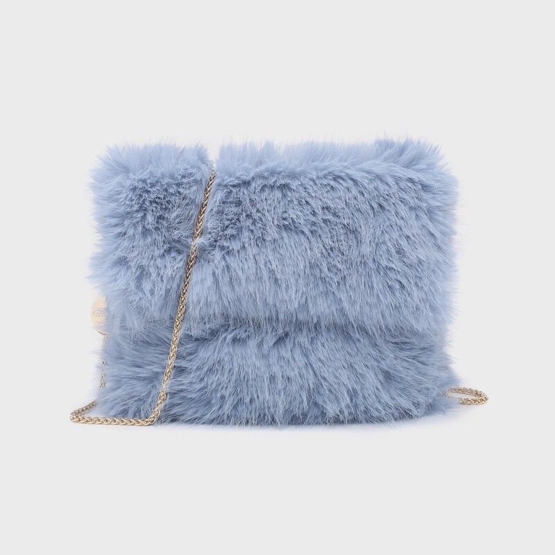 Handtas enveloppe pluche licht blauw
