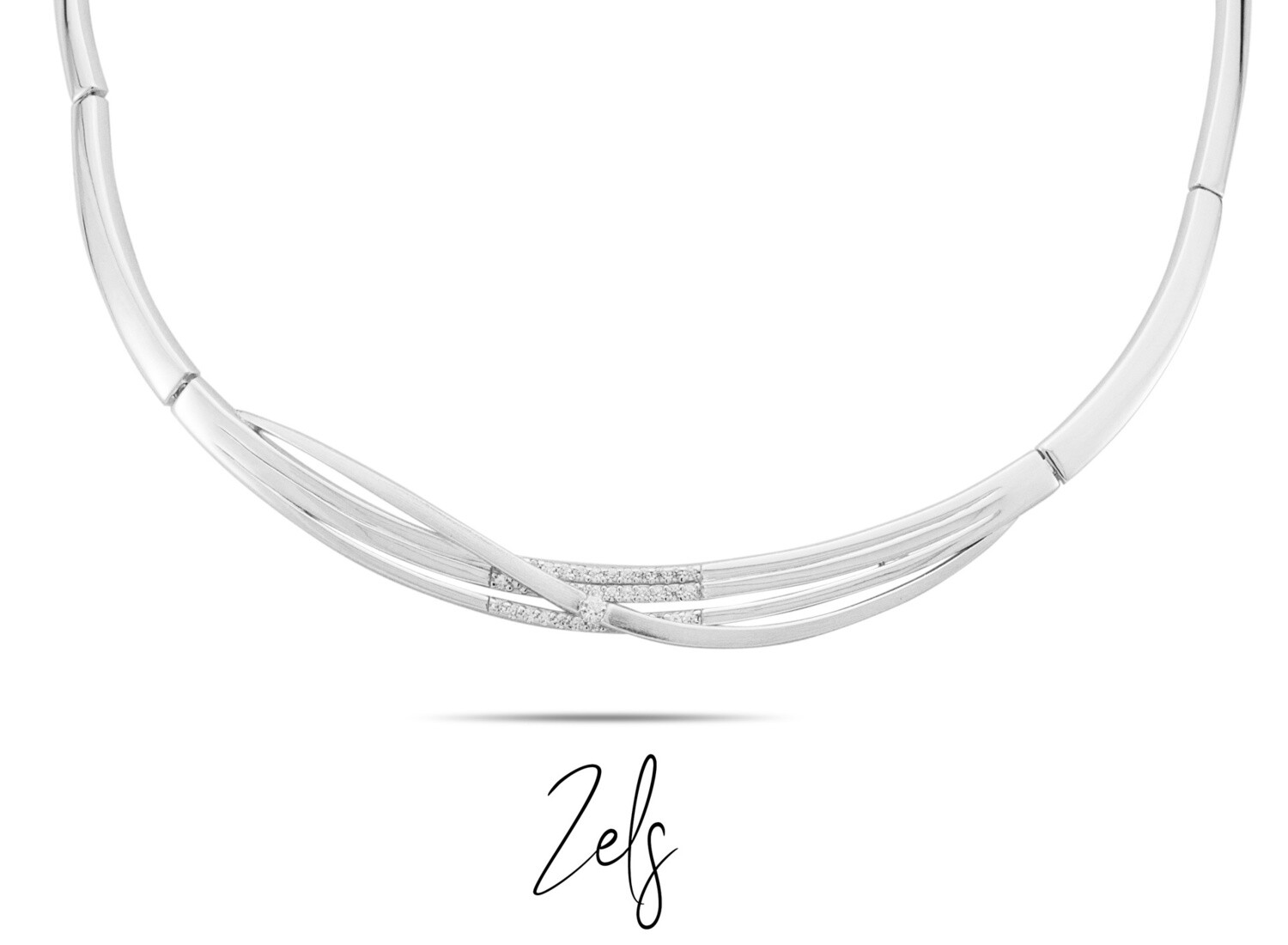 Halsketting zilver met steentjes