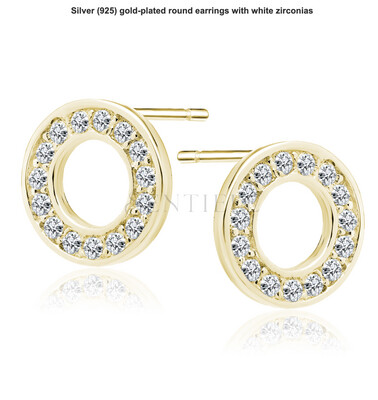 GoldPl earrings round with white zirkonias