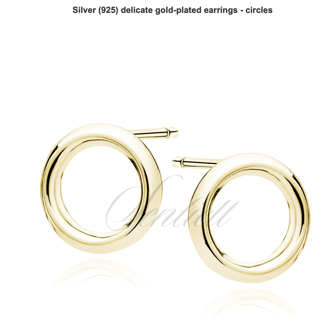 Zilver Goldplated stekers - cirkels 9mm