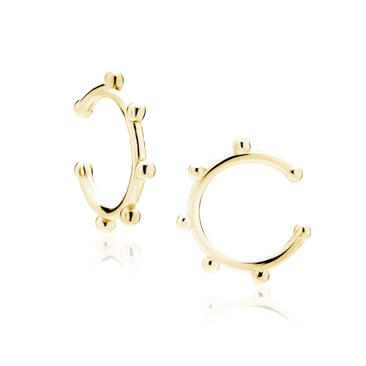 Earcuff Zilver GoldPlated cirkel met balletjes