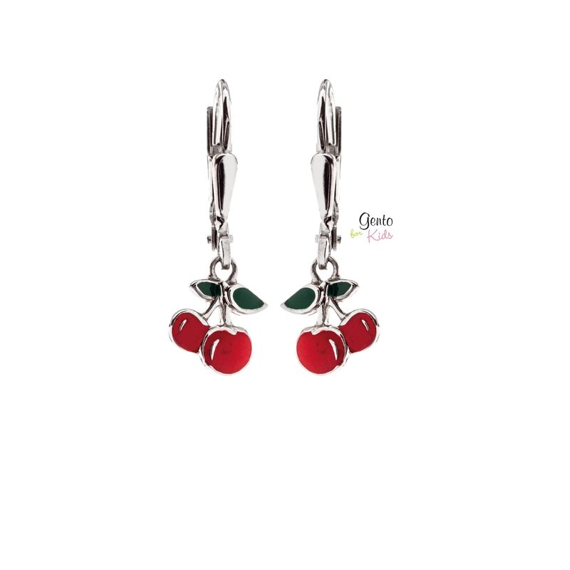 Kinderoorbellen kersen met brisuresluiting