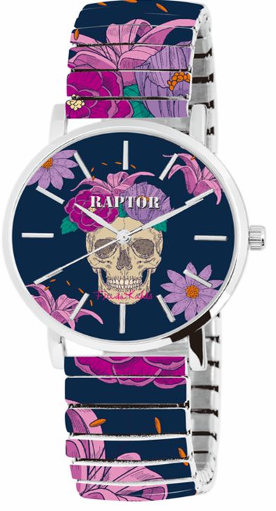 Horloge Raptor Frida Kahlo skull paars