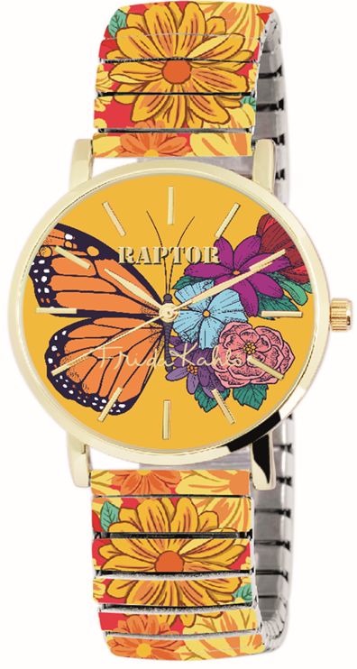 Horloge Raptor Frida Kahlo Vlinder geel/orange