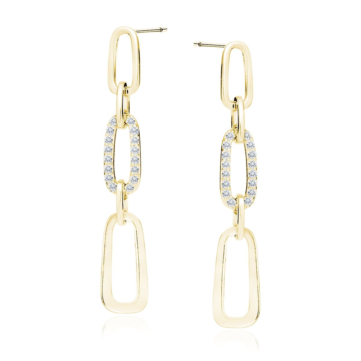 3 schakels met zirkonen goldplated