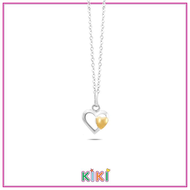 kinderketting met dubbel bicolor hartje