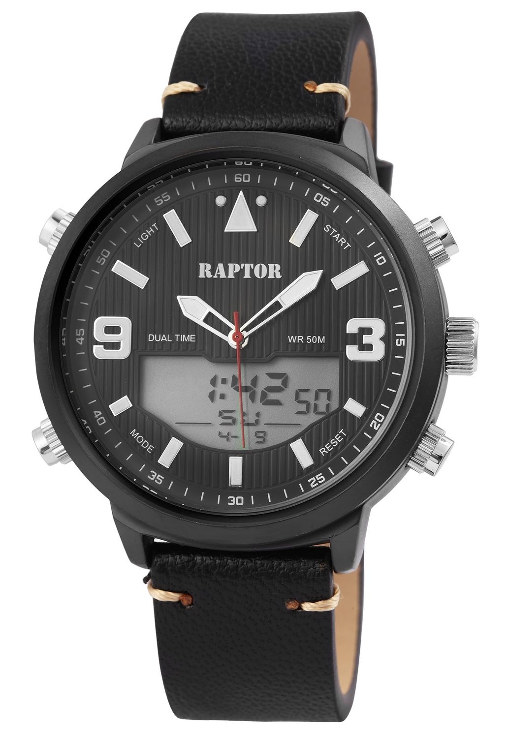 Horloge heren &#39;Findus&#39; analoog/digitaal display met leren band