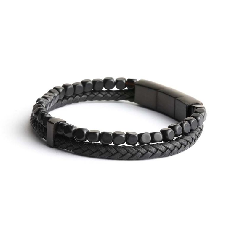 Herenarmband Double Black XXL