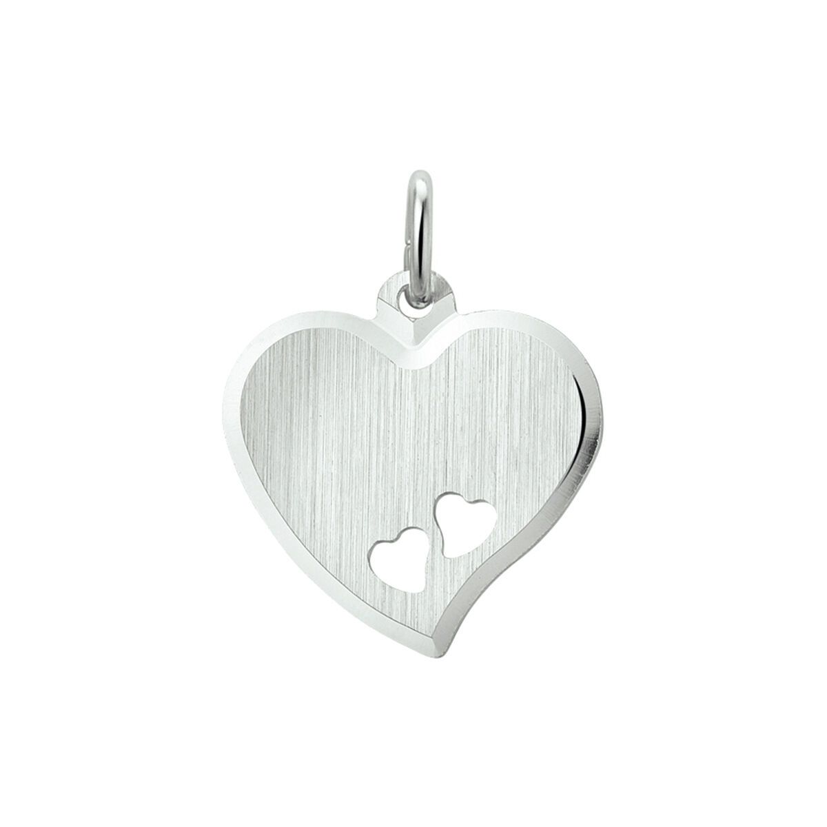 Graveerhartje wit zilver met hartjes gediamanteerd.