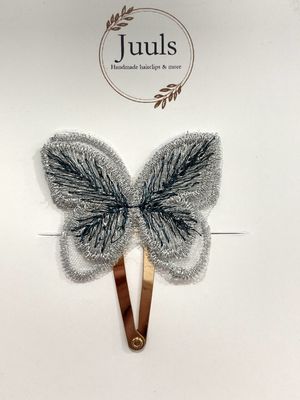 Haarspeldje butterfly silver blue
