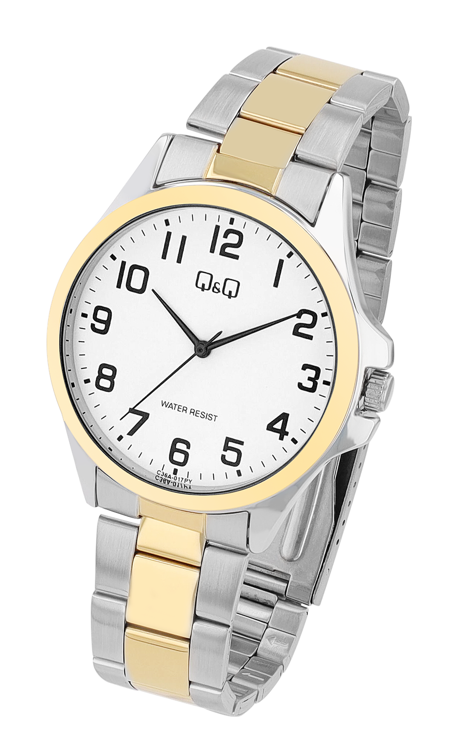 Q&amp;Q Herenhorloge met roestvrijstalen armband zilver en goudkleur