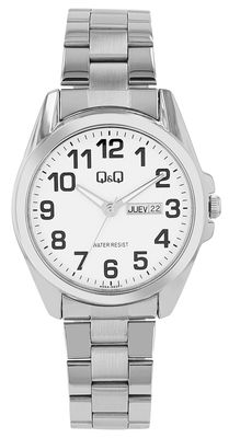 Q&amp;Q herenhorloge met roestvrijstalen band zilverkleur A05A-002PY