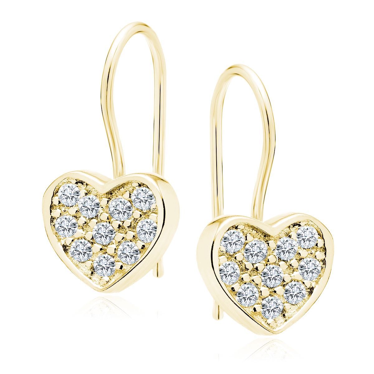 Zilver GoldPlated hartjes met niersluiting en zirconia