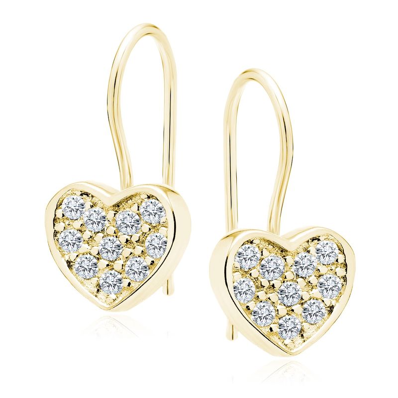 Zilver GoldPlated hartjes met niersluiting en zirconia