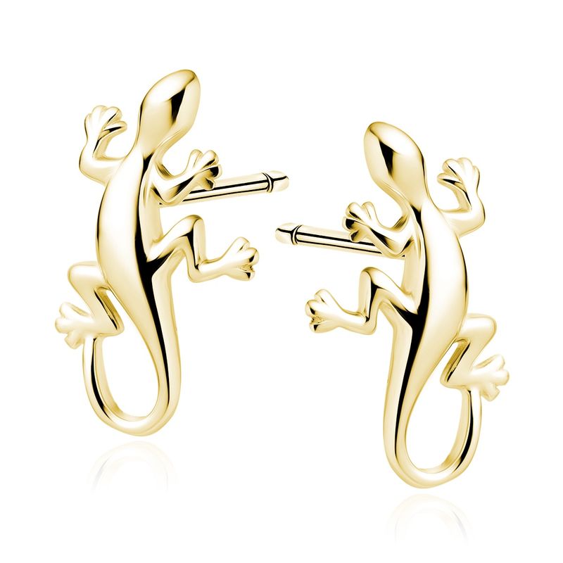 Gold plated oorstekers salamander/hagedis