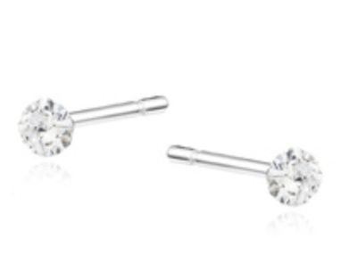 Zilver steker met witte zirkoon 3mm
