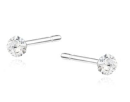 Zilver steker met witte zirkoon 3mm