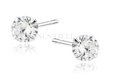 Zilveren steker met crystal zirkoon 6mm