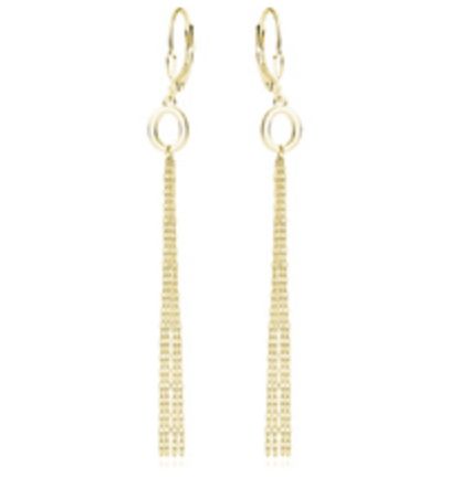 Brisure hangoorbellen ovaal met kettingen goldplated
