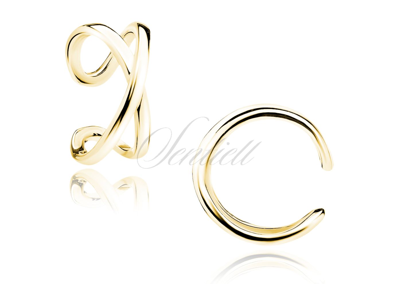 Earcuff zilver goldplated &#39;criss-cross&#39;