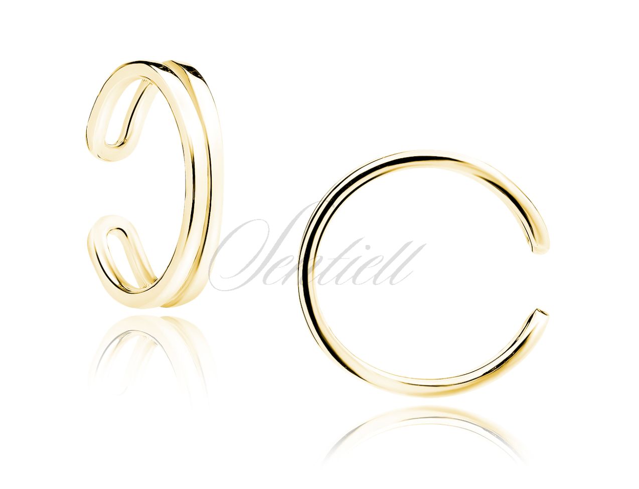 Earcuff zilver goldplated &#39;double&#39;