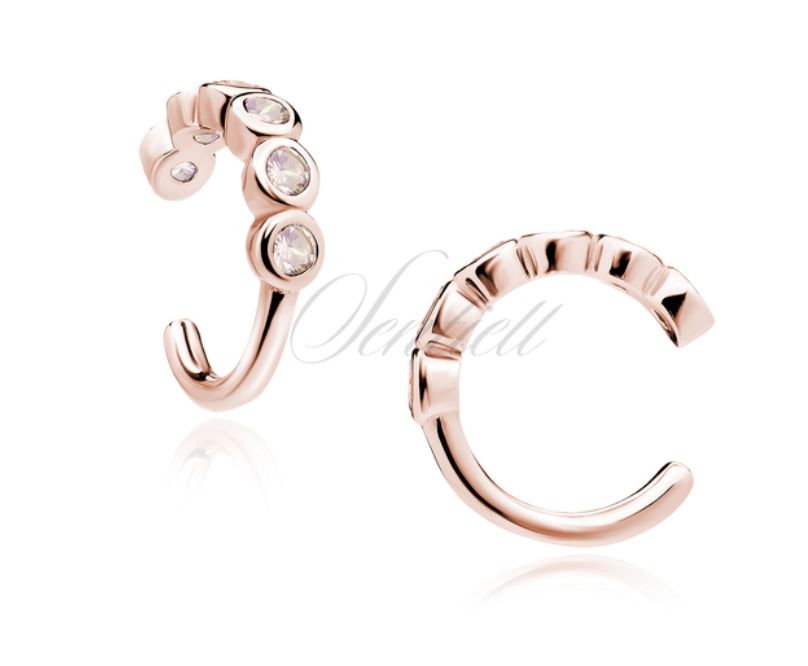 Earcuff zilver rosé goldplated met zirkoontjes