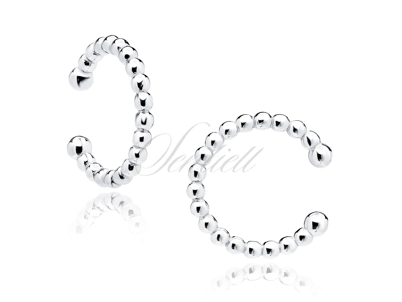 Earcuff zilver &#39;cirkel van balletjes&#39;