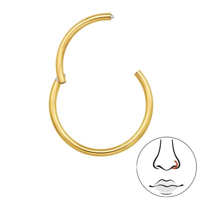Piercing gold 12 mm titanium