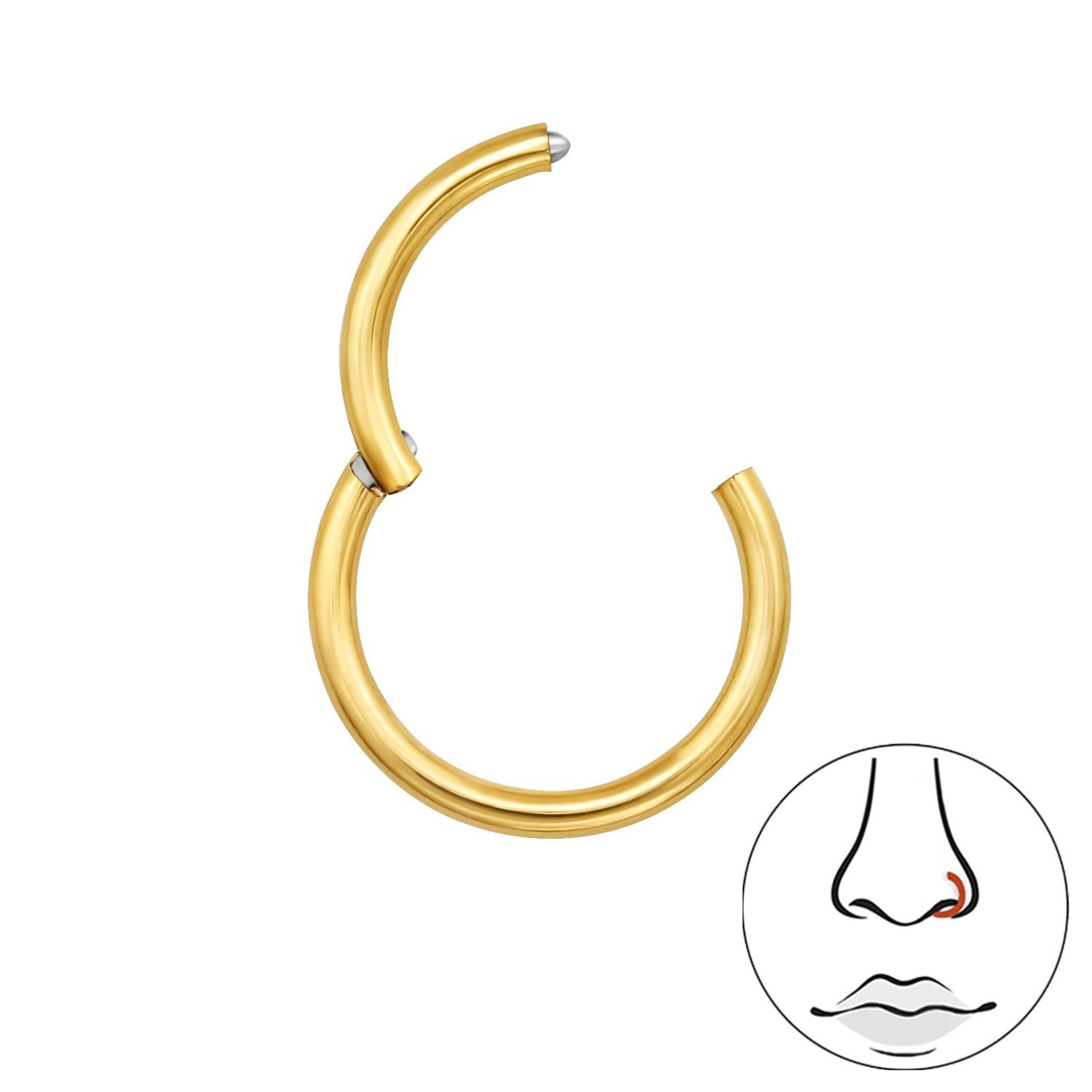 Piercing gold 8 mm titanium