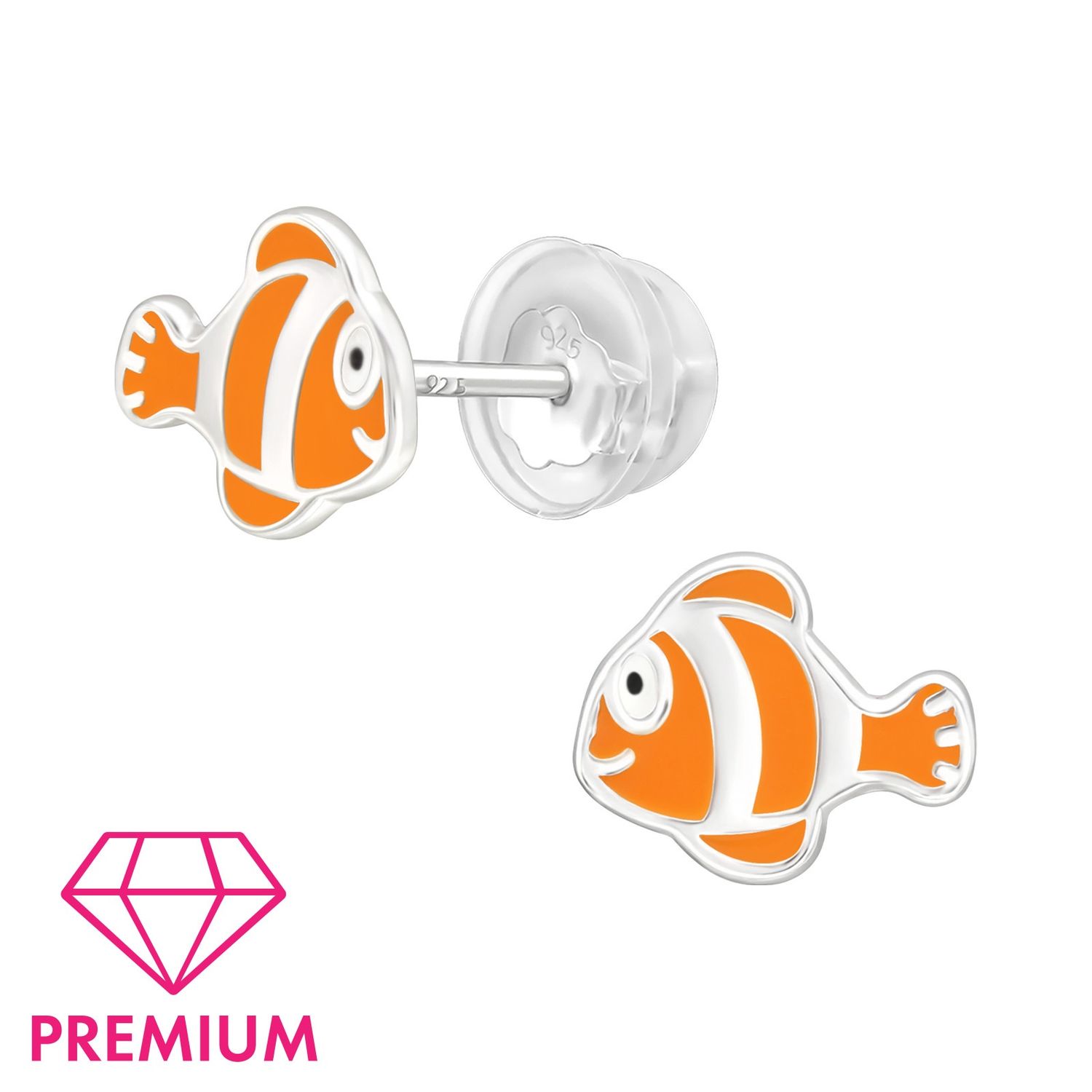Kinderoorbel zilver oranje vis