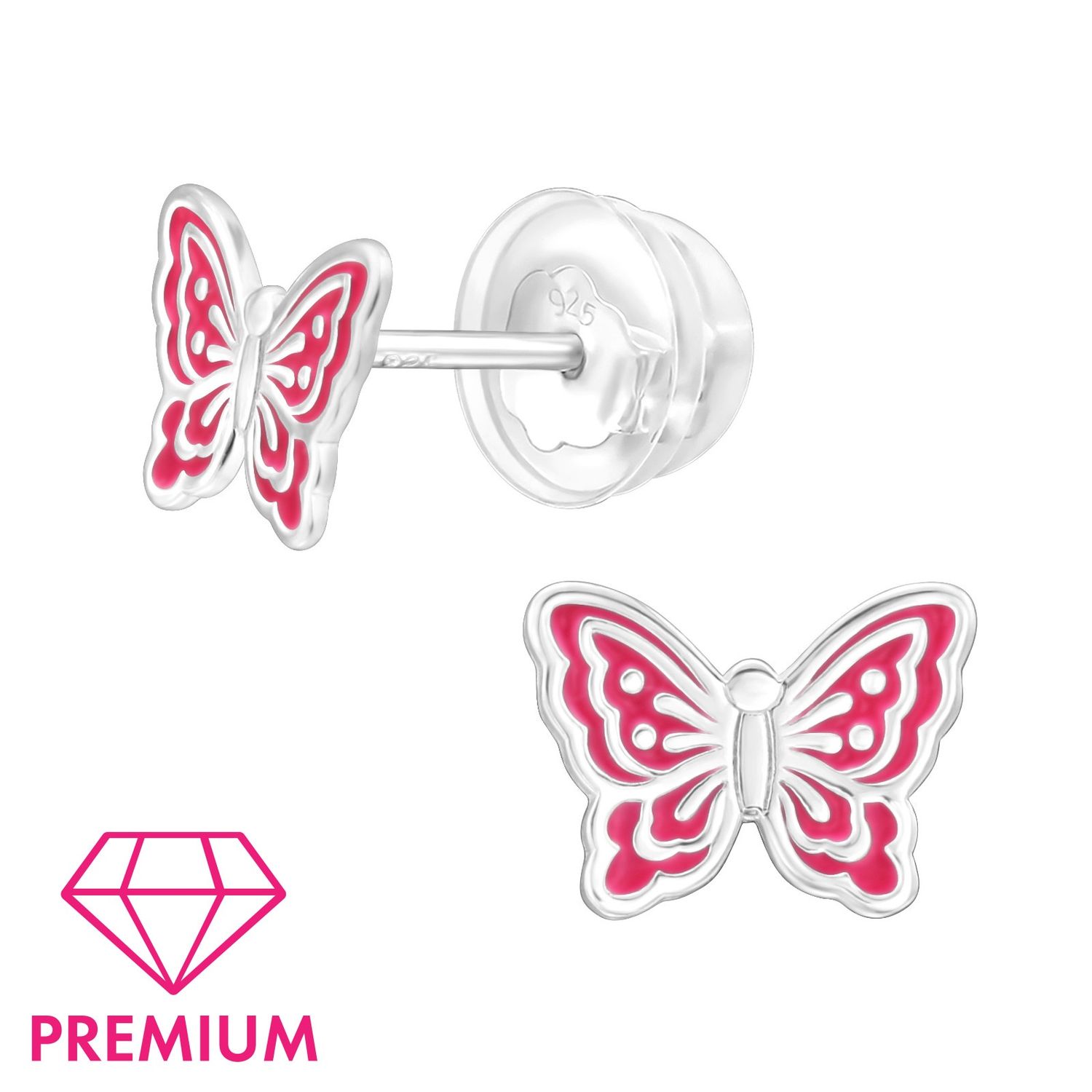 Kinderoorbel zilver roze elegante vlinder