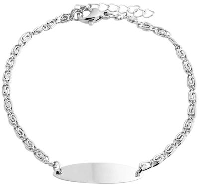 Schakelarmband uit edelstaal met graveerplaatje.