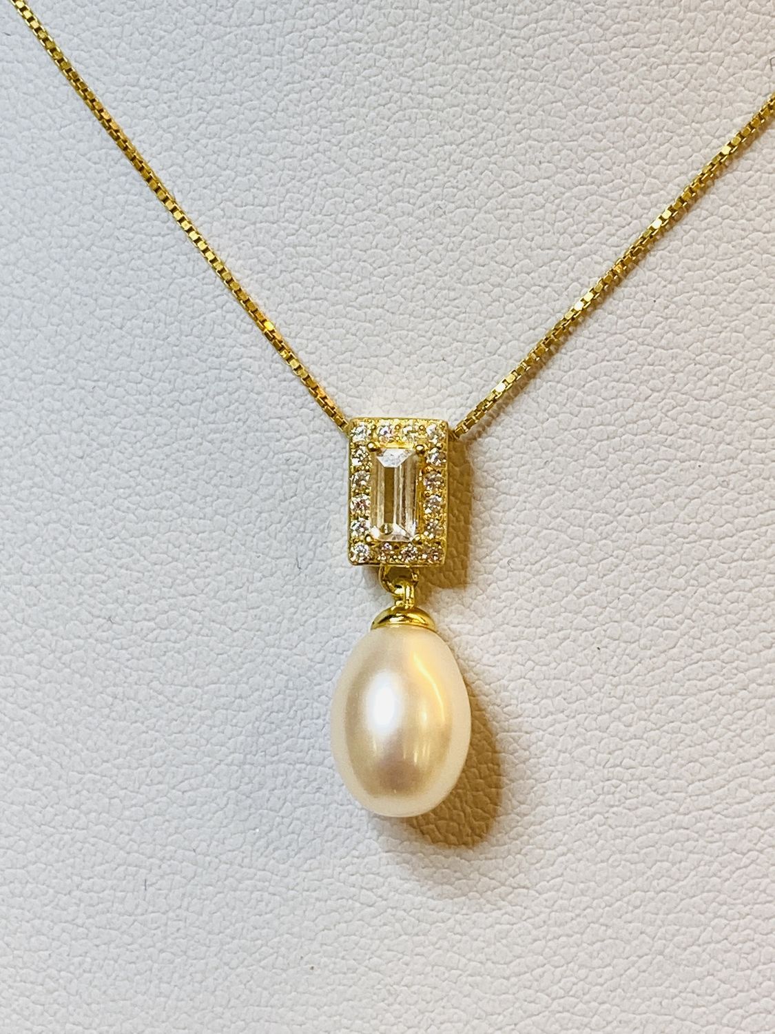 ketting zilver gold plated met hanger parel