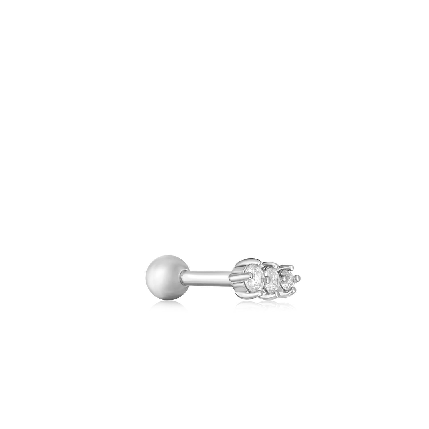 SILVER SPARKLE CRAWLER BARBELL SINGLE EARRING