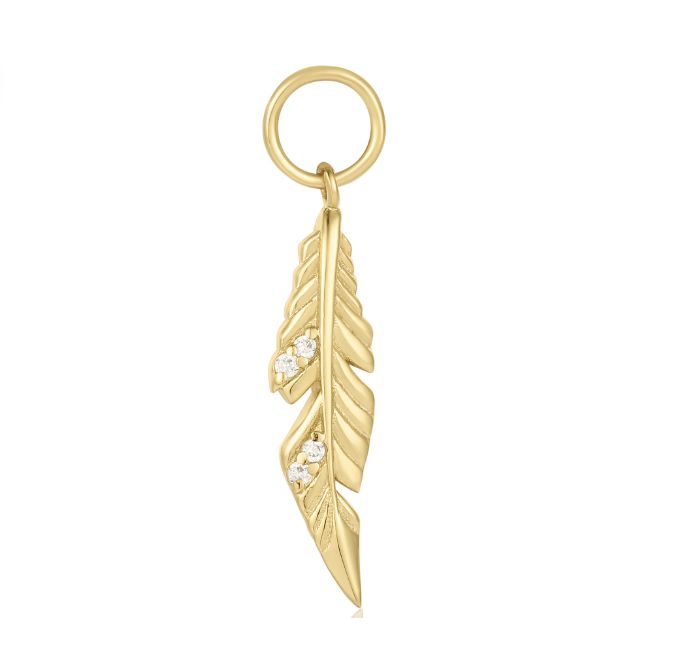 GOLD FEATHER EARRING CHARM