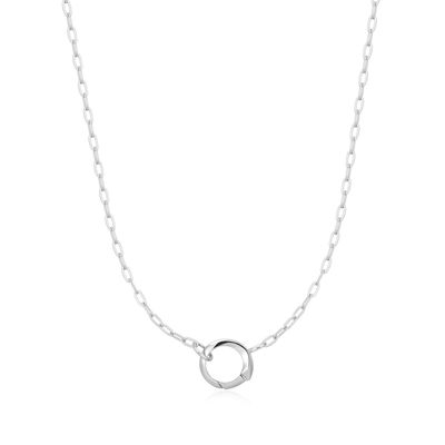 SILVER MINI LINK CHARM CHAIN CONNECTOR NECKLACE