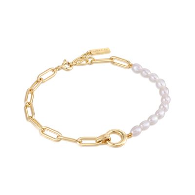 PEARL CHUNKY LINK CHAIN BRACELET Gold
