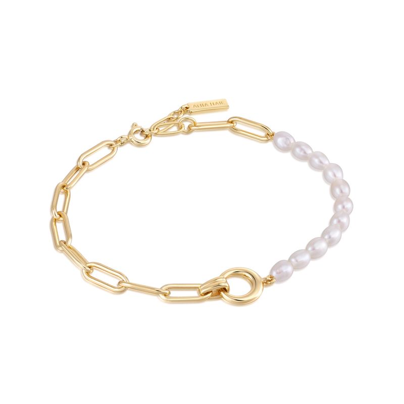 PEARL CHUNKY LINK CHAIN BRACELET Gold
