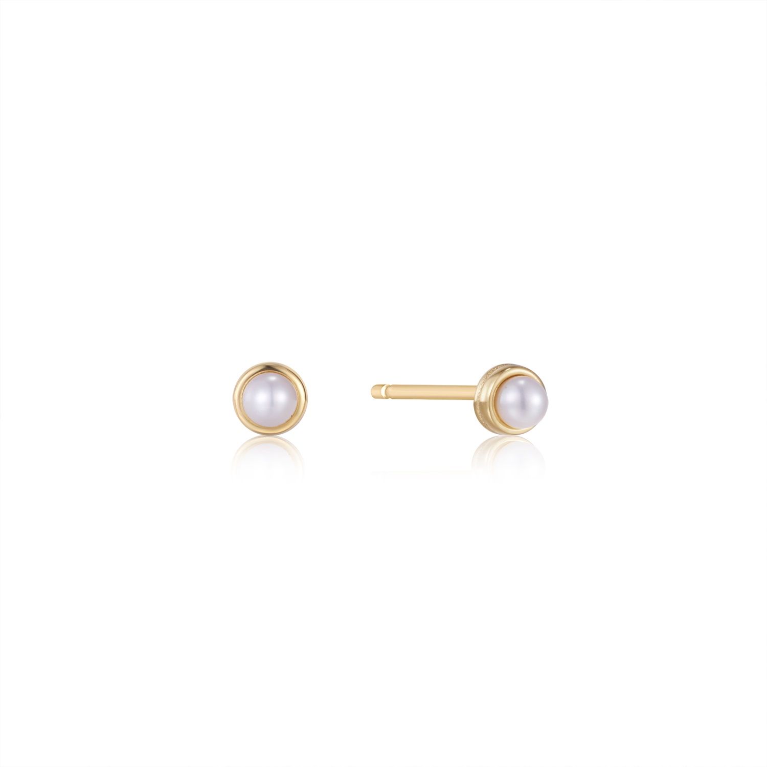 PEARL CABOCHON STUD EARRINGS Gold