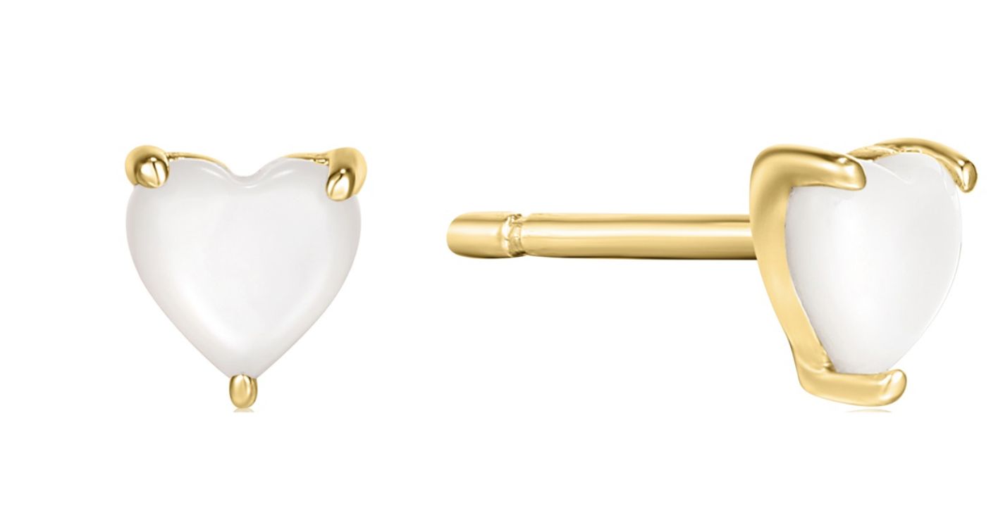 MOTHER OF PEARL HEART STUD EARRINGS
