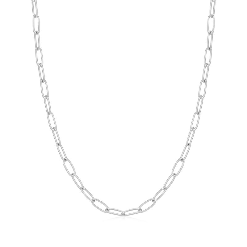 SILVER LINK CHARM CHAIN NECKLACE