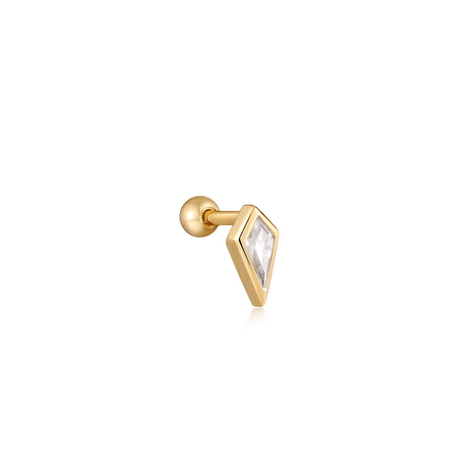 SPARKLE EMBLEM SINGLE BARBELL EARRING Gold