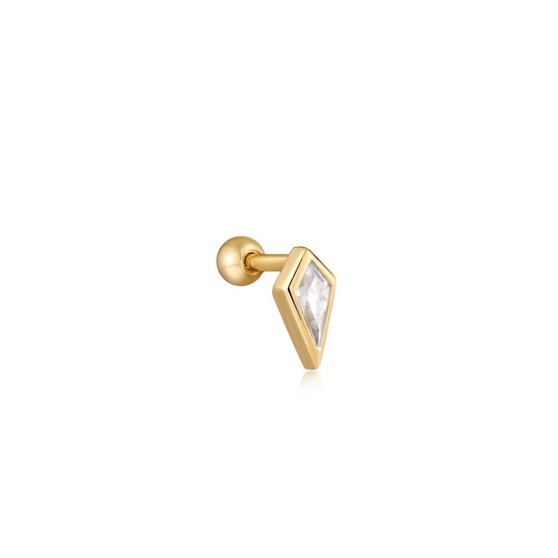 SPARKLE EMBLEM SINGLE BARBELL EARRING Gold