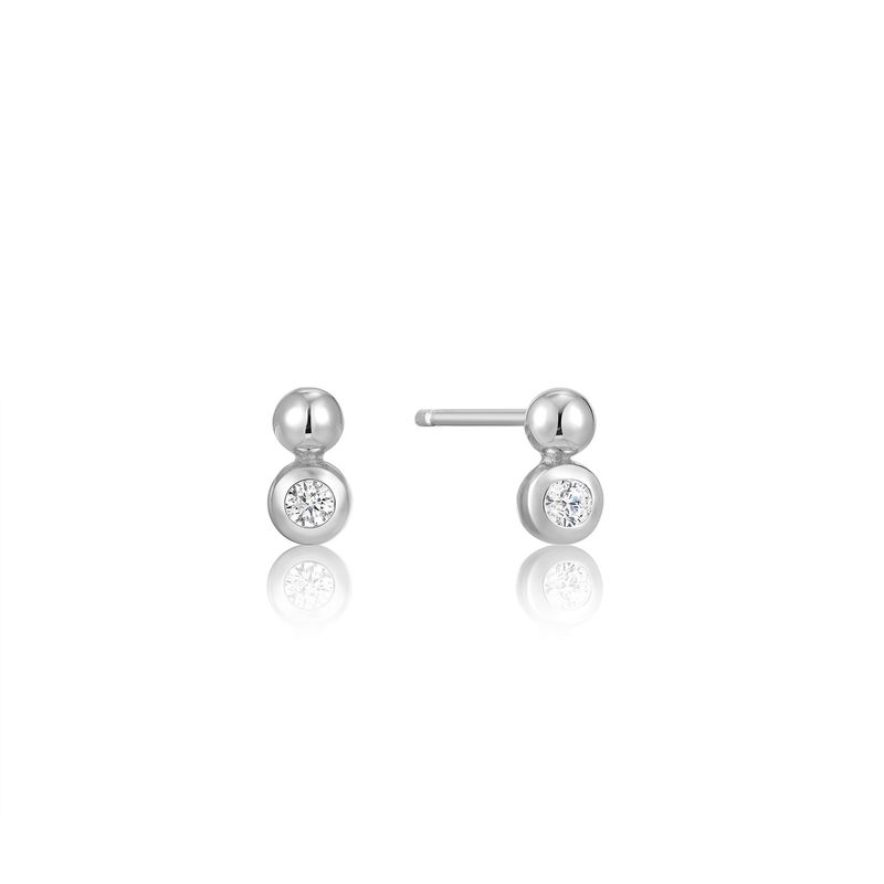 SILVER ORB SPARKLE STUD EARRINGS